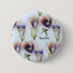 Aquarell Calla Lilis in leuchtenden Farben Button