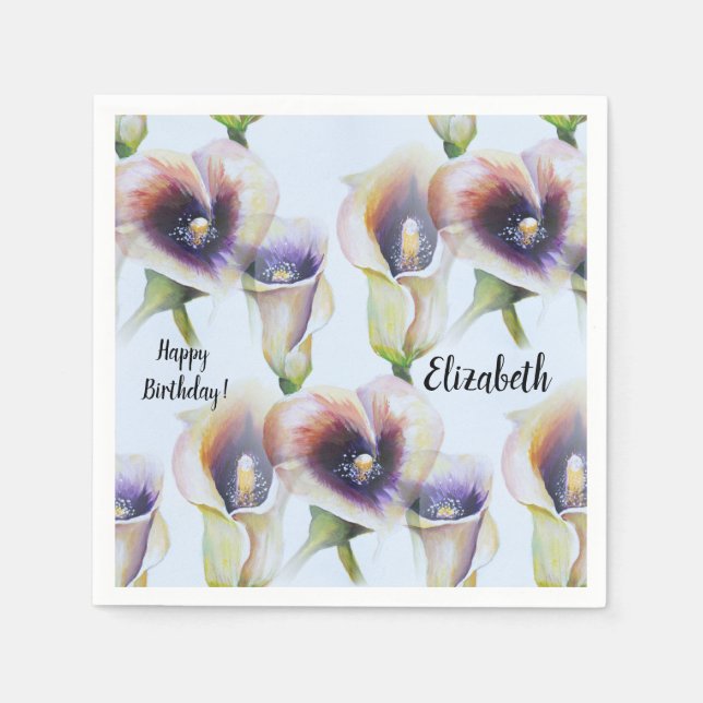 Aquarell Calla Lilis in leuchtenden Farben Serviette (Vorderseite)