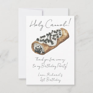Aquarell Cannoli 1. Geburtstagsfeier Dankeskarte