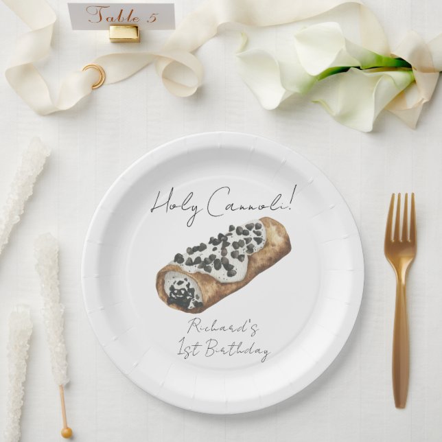 Aquarell Cannoli 1. Geburtstagsfeier Pappteller (Hochzeit)