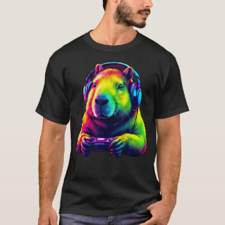 Aquarell Capybara Lustige Videospiele Capybara Ani T-Shirt