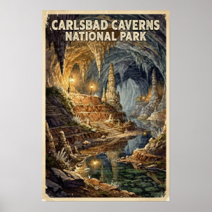 Aquarell Carlsbad Caverns National Park Retro Poster