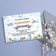 Aquarell-Cartoon Flugzeuge Kindergeburtstag