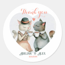 Aquarell Cat Couple Danke Gastgeschenk Hochzeit Runder Aufkleber