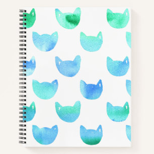 Aquarell Cat Kontur Blue Green Artist Journal Notizbuch