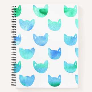 Aquarell Cat Kontur Blue Green Artist Journal Notizbuch