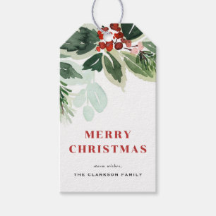 Aquarell changierende Winterbeere Weihnachten Geschenkanhänger