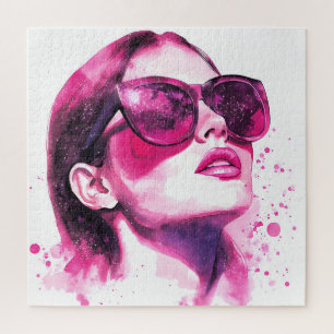 Aquarell Chic Glam Mode Frauenporträt