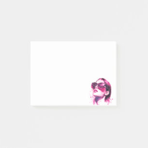 Aquarell Chic Glam Mode Frauenporträt Post-it Klebezettel