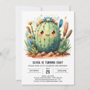 Aquarell Chic Kids Cactus Boy Birthday Einladung