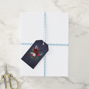Aquarell Chic Peonies Winter Navy Blau Vielen Dank Geschenkanhänger