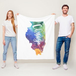 Aquarell Chicago Fleecedecke