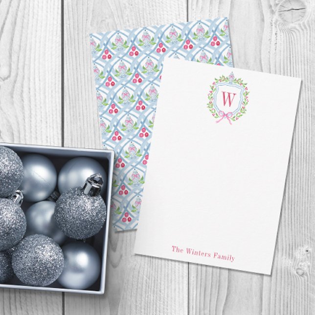 Aquarell Chinoiserie Ginger Jar Monogram Wappen Dankeskarte (Von Creator hochgeladen)