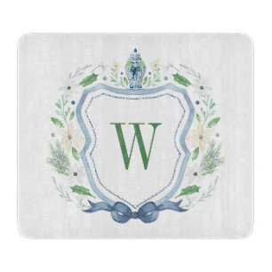 Aquarell Chinoiserie Ginger Jar Monogram Wappen Schneidebrett