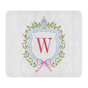 Aquarell Chinoiserie Ginger Jar Monogram Wappen Schneidebrett