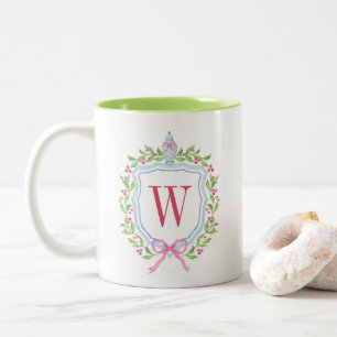 Aquarell Chinoiserie Ginger Jar Monogram Wappen Zweifarbige Tasse