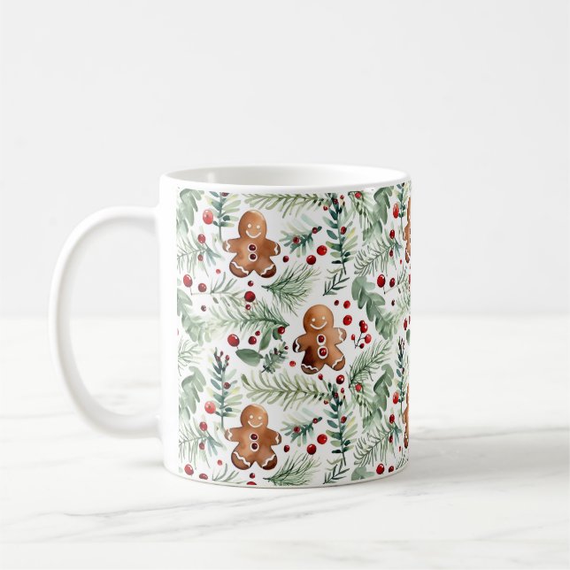 Aquarell Christmas Pattern Lebkuchen Kaffeetasse (Links)