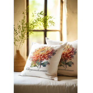 Aquarell-Chrysantheme-Herbstgarten-Akzente Kissen