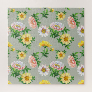 Aquarell-Chrysanthemen, nahtloses Blumenmuster