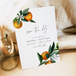 Aquarell Citrus Orange Floral Save the Date Einladung