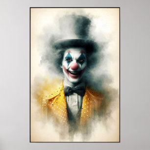 Aquarell-Clown, der in deine Seele starrt Poster