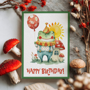 Aquarell-Clown-Frosch Launiger Alles Gute zum Gebu Postkarte