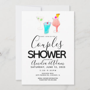 Aquarell-Cocktail-Gemalte Couples-Shower-Veranstal Einladung