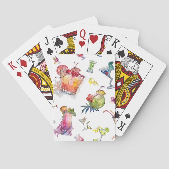 Aquarell-Cocktail-Getränk-Spielkarten Spielkarten (Rückseite)