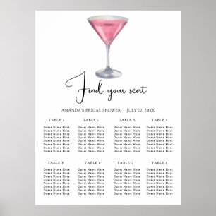 Aquarell-Cocktail-Hochzeit Sitzordnung Poster