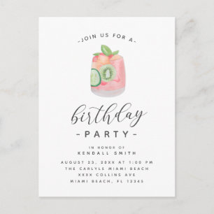 Aquarell-Cocktail-Minimalist-Birthdayparty Postkarte