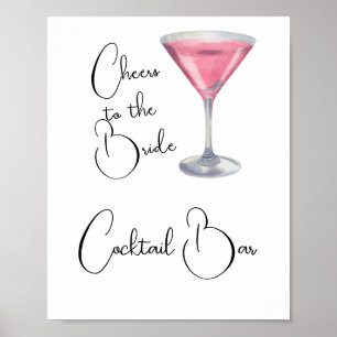 Aquarell-Cocktailbar-Junggesellinnenabschied Poster