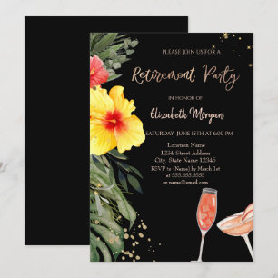 Aquarell-Cocktails Hibiskus Schwarz Ruhestand Einladung