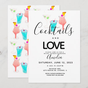 Aquarell-Cocktails-Junggesellinnen-Abschiedsparty Einladung