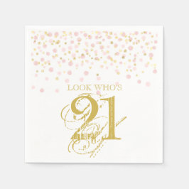 Aquarell Confetti Look Wer ist 21 elegante Geburts Serviette