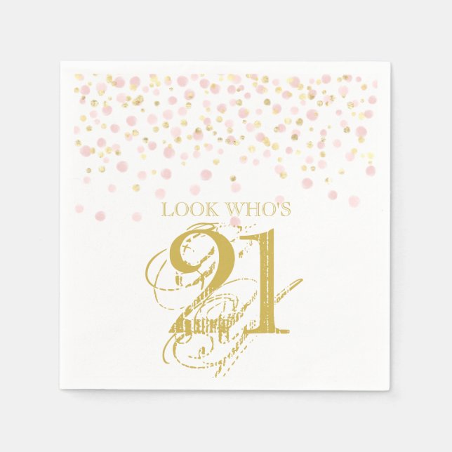 Aquarell Confetti Look Wer ist 21 elegante Geburts Serviette (Vorderseite)