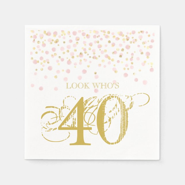 Aquarell Confetti Look Wer ist 40 elegante Geburts Serviette (Vorderseite)