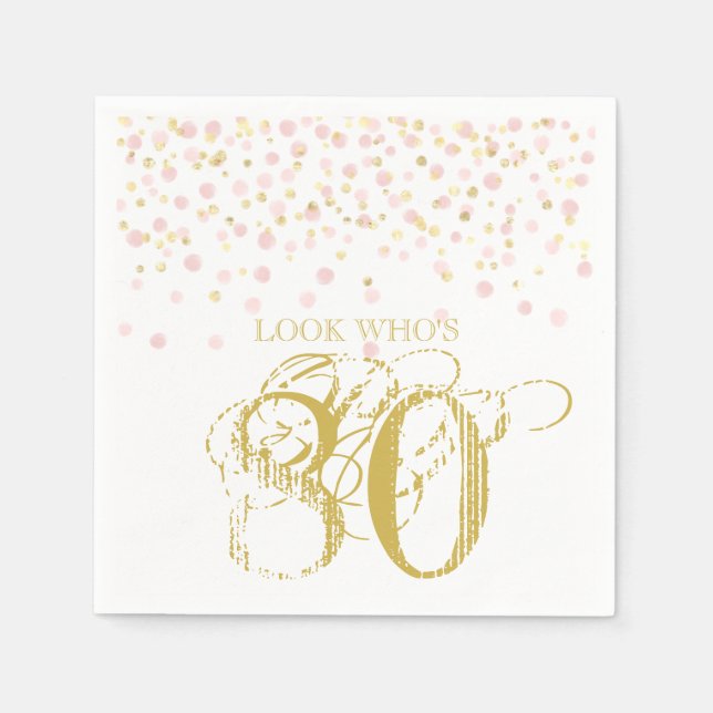 Aquarell Confetti Look Wer ist 80 Elegant Geburtst Serviette (Vorderseite)