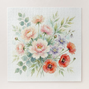 Aquarell Cottage-Garten-Wildblumenstrauß