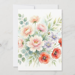 Aquarell Cottage-Garten-Wildblumenstrauß Feiertagskarte