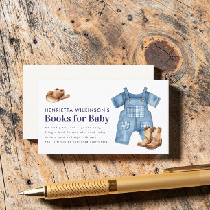 Aquarell-Cowboystiefel-Overall-Baby-Party-Buch Begleitkarte