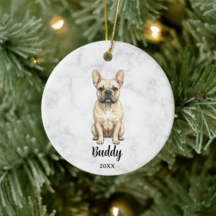 Aquarell-Cream-Französische-Bulldogge-Name-Hunde-G Keramik Ornament