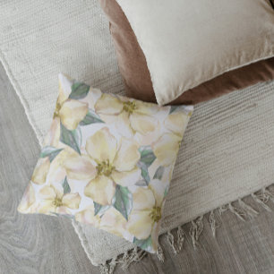 Aquarell-Creme-Blume - Neutrale Blüten Kissen