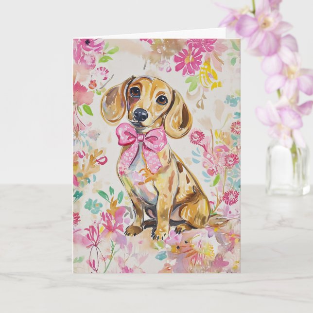 Aquarell-Dachshund-Karte Blank oder Anpassen Karte (Orchidee)