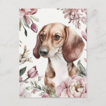 Aquarell-Dachshund-Postkarte