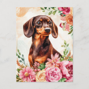 Aquarell-Dachshund-Postkarte Postkarte