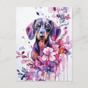 Aquarell-Dachshund-Postkarte Postkarte