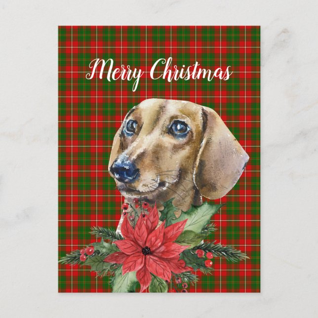 Aquarell Dackel Hund Weihnachten Postkarte (Vorderseite)