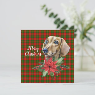 Aquarell Dackel Hund Weihnachtsflachkarte