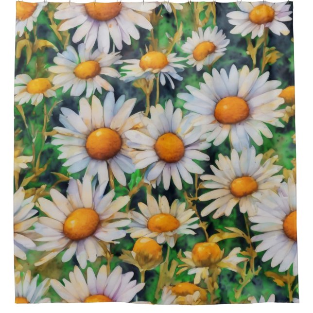 Aquarell Daisy Blume Garten Duschvorhang (Vorderseite)