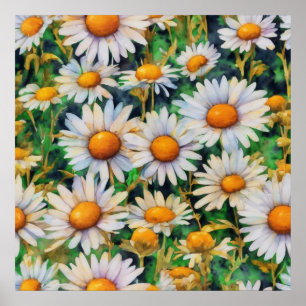 Aquarell Daisy Blume Garten Poster